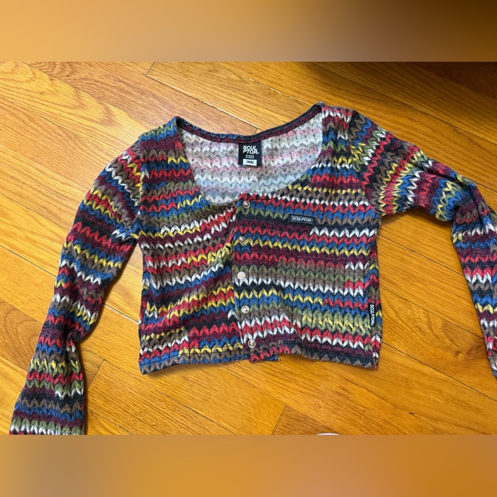 Sculptor Stripe Sweater long sleeve crop top